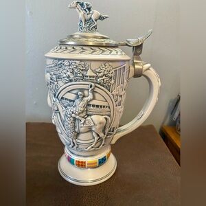 Avon 1992 “Winners Circle”Ceramic Stein with Horse and Rider Design Numbered